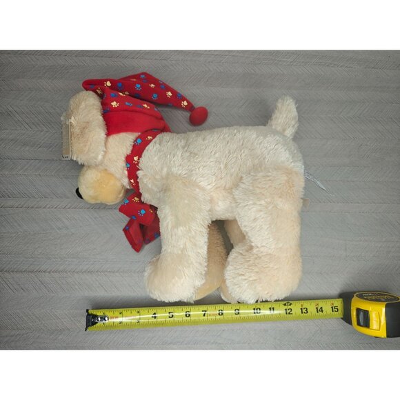 Gund Sleepy Time Puppy Plush 14" Red Paw Print Hat Scarf Cuddly Bedtime Buddy - Picture 3 of 10